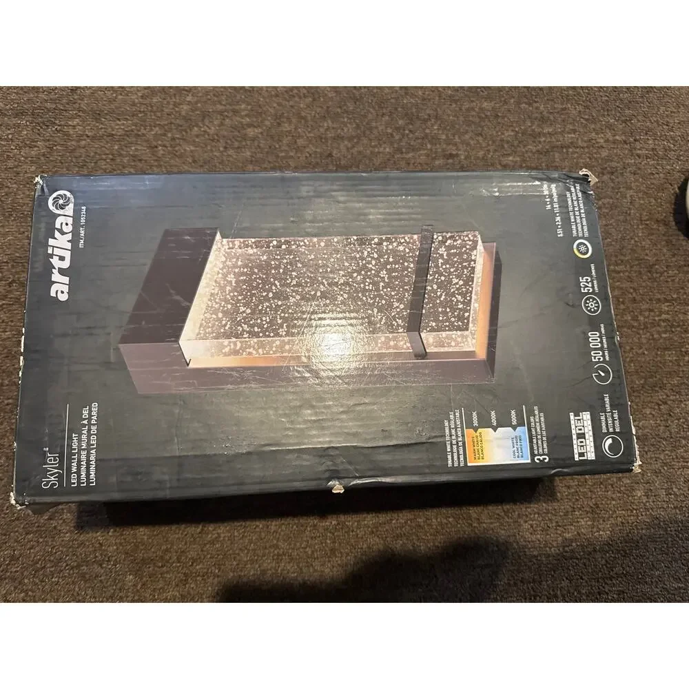 Artika Skyler LED Indoor Outdoor Wall Sconce Lantern Black NIB